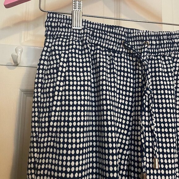 H&M Tapered Leg Pants with Drawstring Waist Blue and White Polka Dot Size 2 - Picture 3 of 4